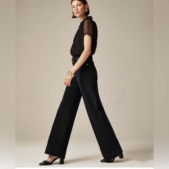 NWT J CREW Tall wide-leg corduroy trouser in black 32 TALL - Picture 10 of 12
